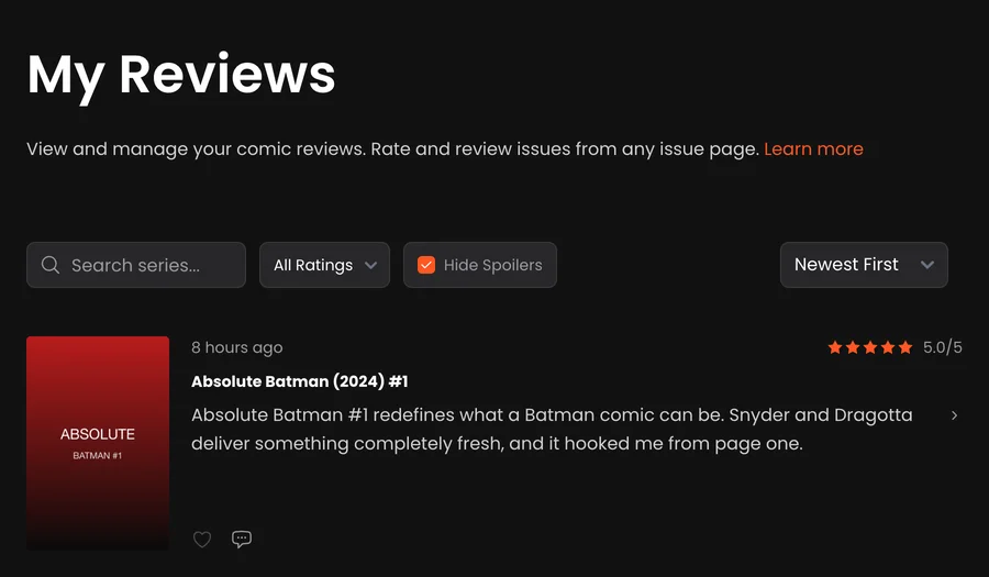 A five-star VerseDB issue review with written commentary