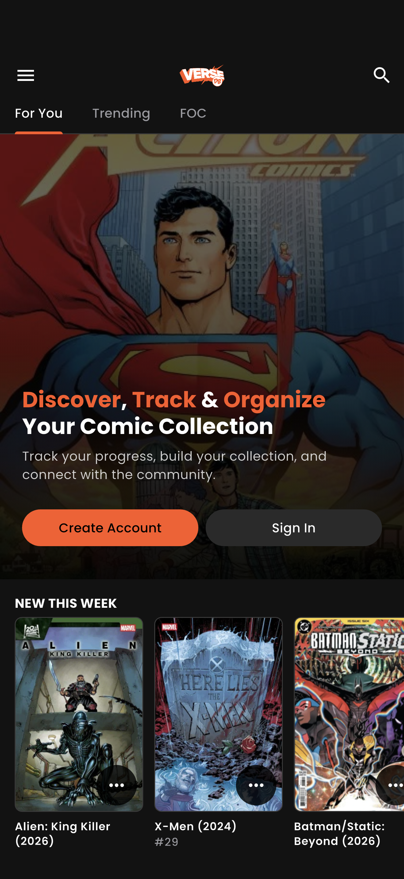 VerseDB mobile app - Welcome screen