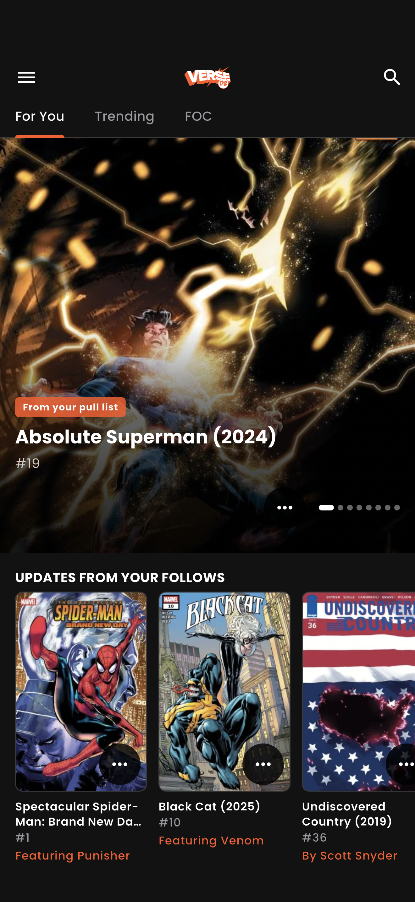 VerseDB mobile app - Home screen