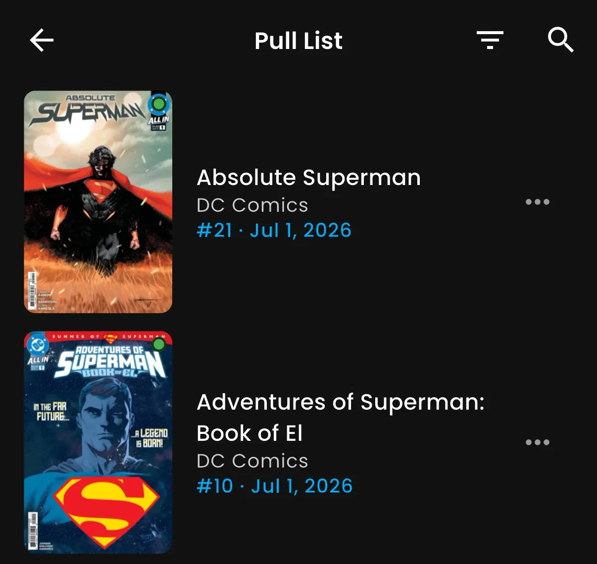 VerseDB mobile app: Pull List of upcoming releases