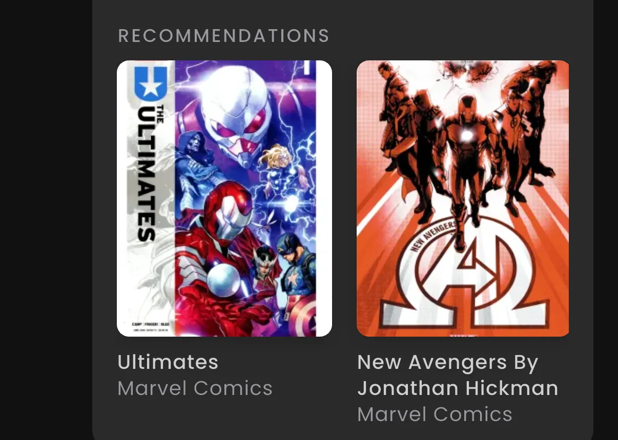 VerseDB mobile app: VerseAI comic recommendations